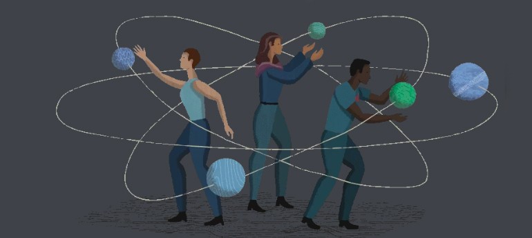 Tekening van een laptop en cloudapplicaties